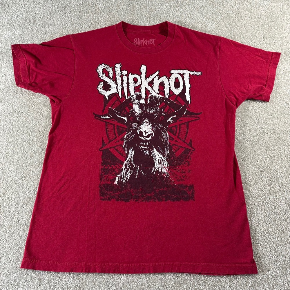 Slipknot Iowa Goat Graphic T-Shirt Mens Large Red Heavy Metal Band Grunge Tee